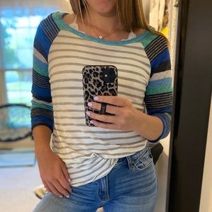 Striped Quarter Sleeve top